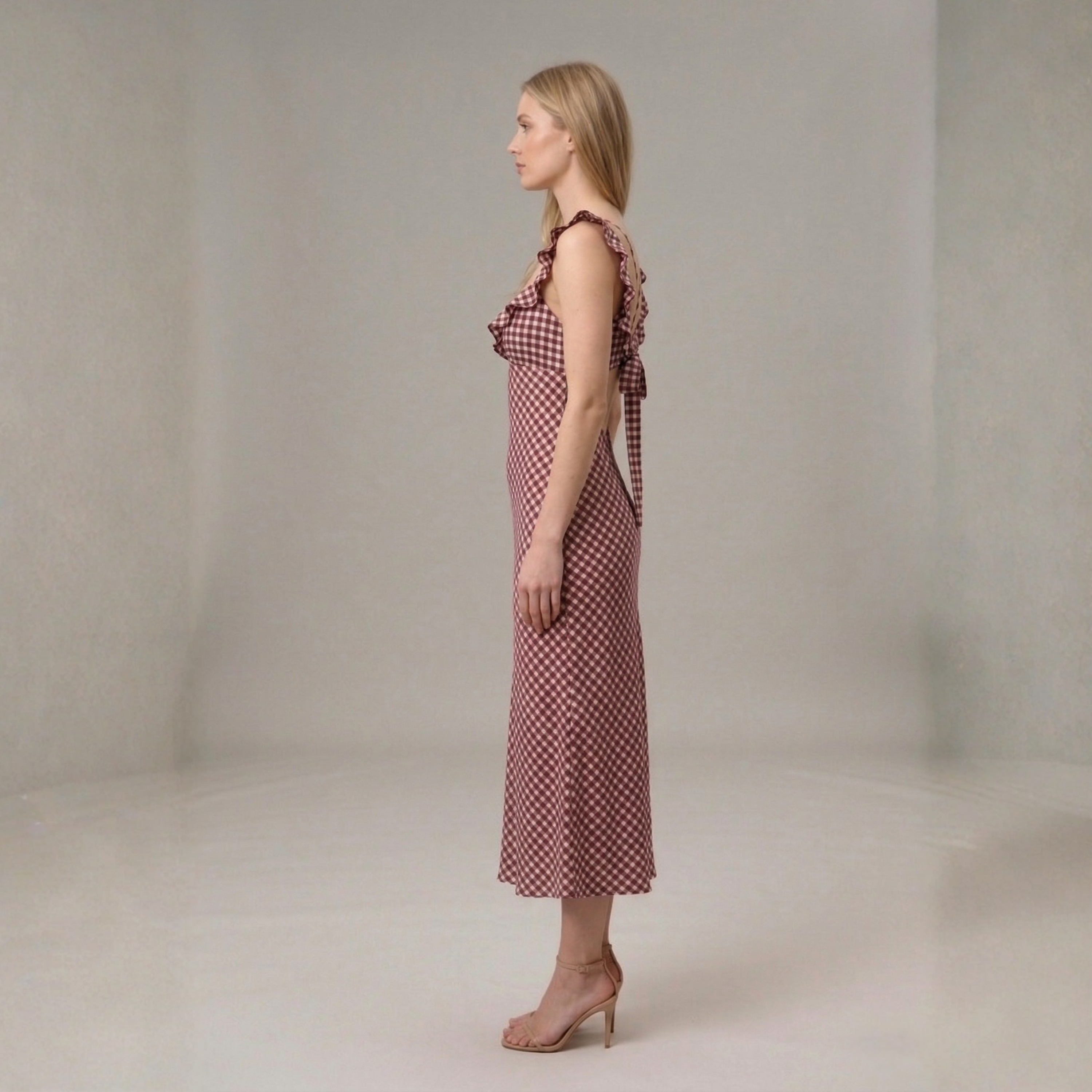 Merlot Gingham Tie-Back Dress — alternate view