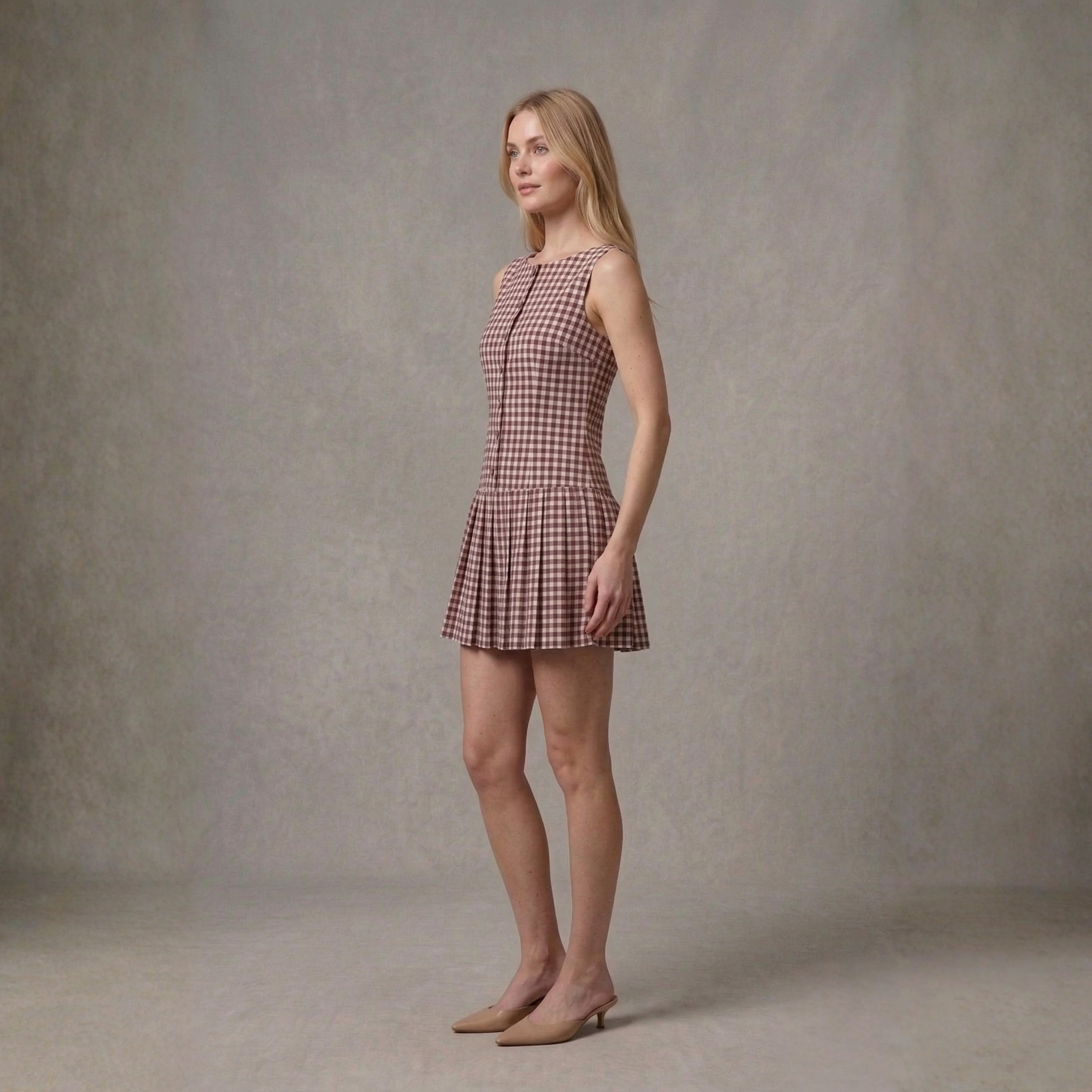 Gingham Flounce Mini Dress — alternate view