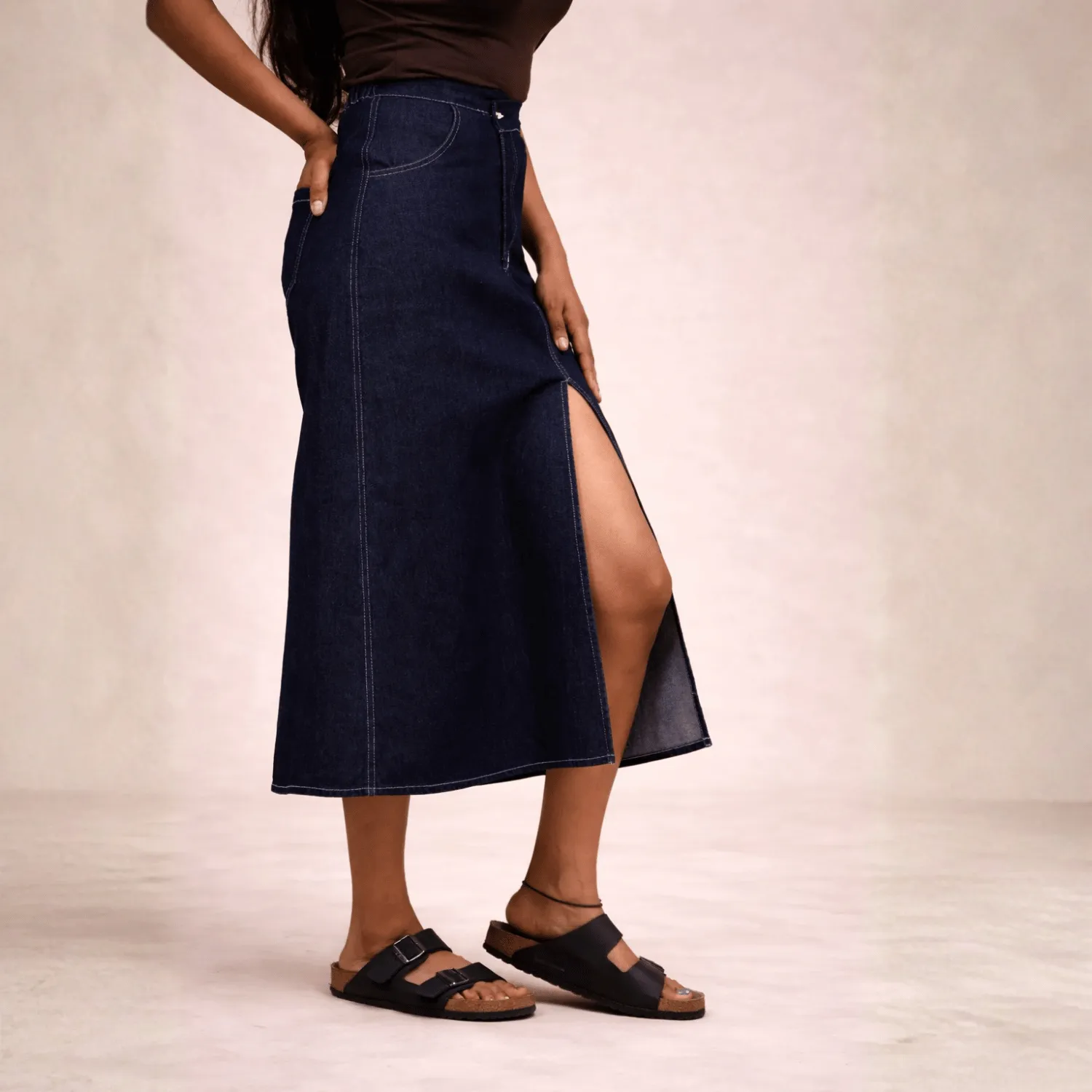 Dark Fit Denim Skirt — alternate view