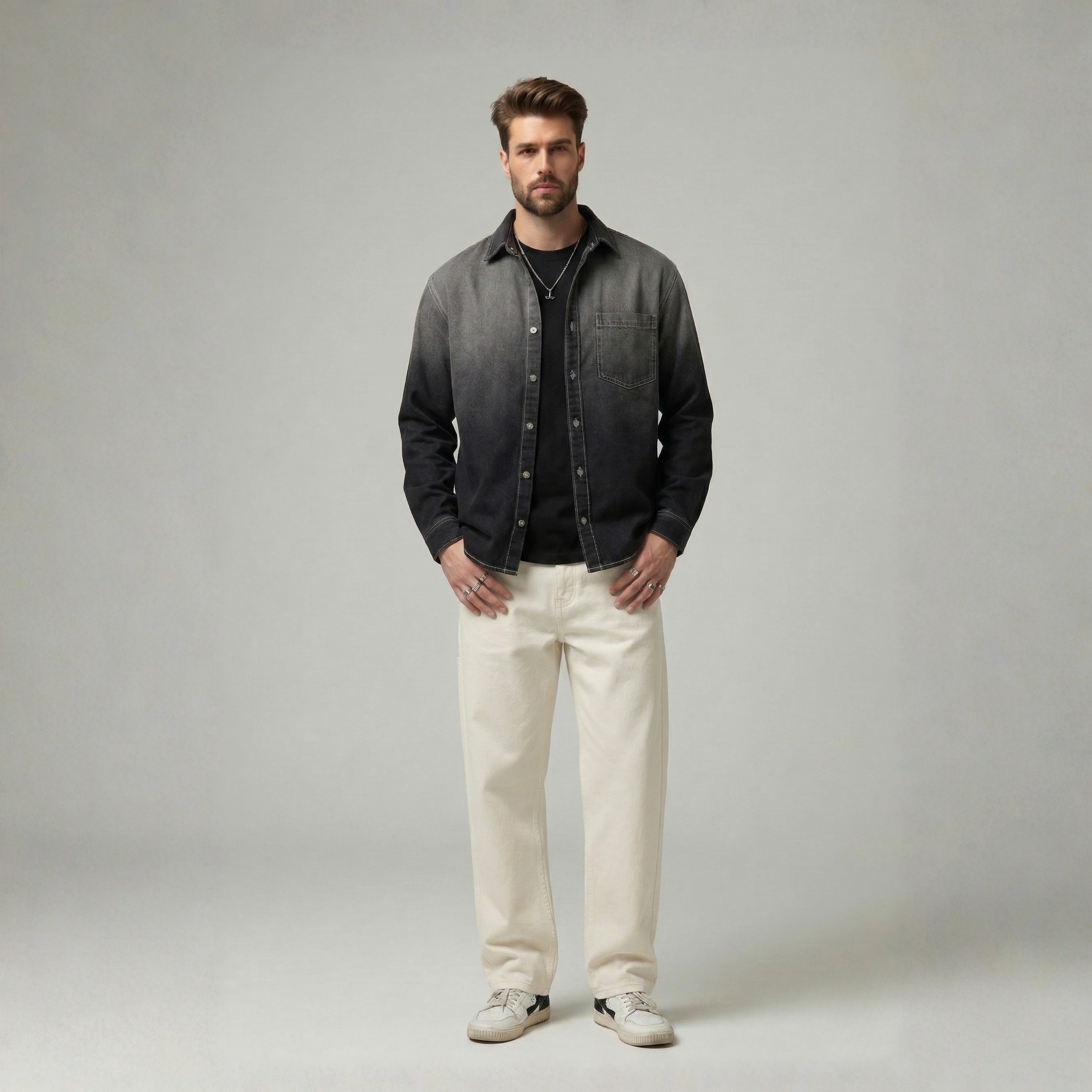 Ombre Fade Denim Overshirt — alternate view