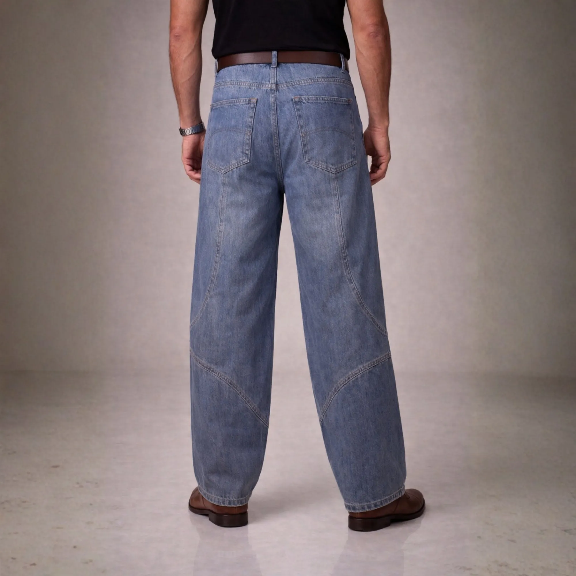 Mens Pannelled Baggy Pants — alternate view