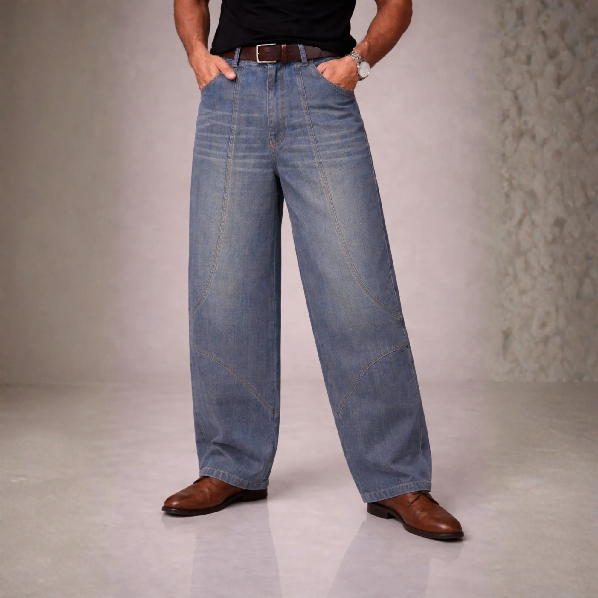 Mens Pannelled Baggy Pants