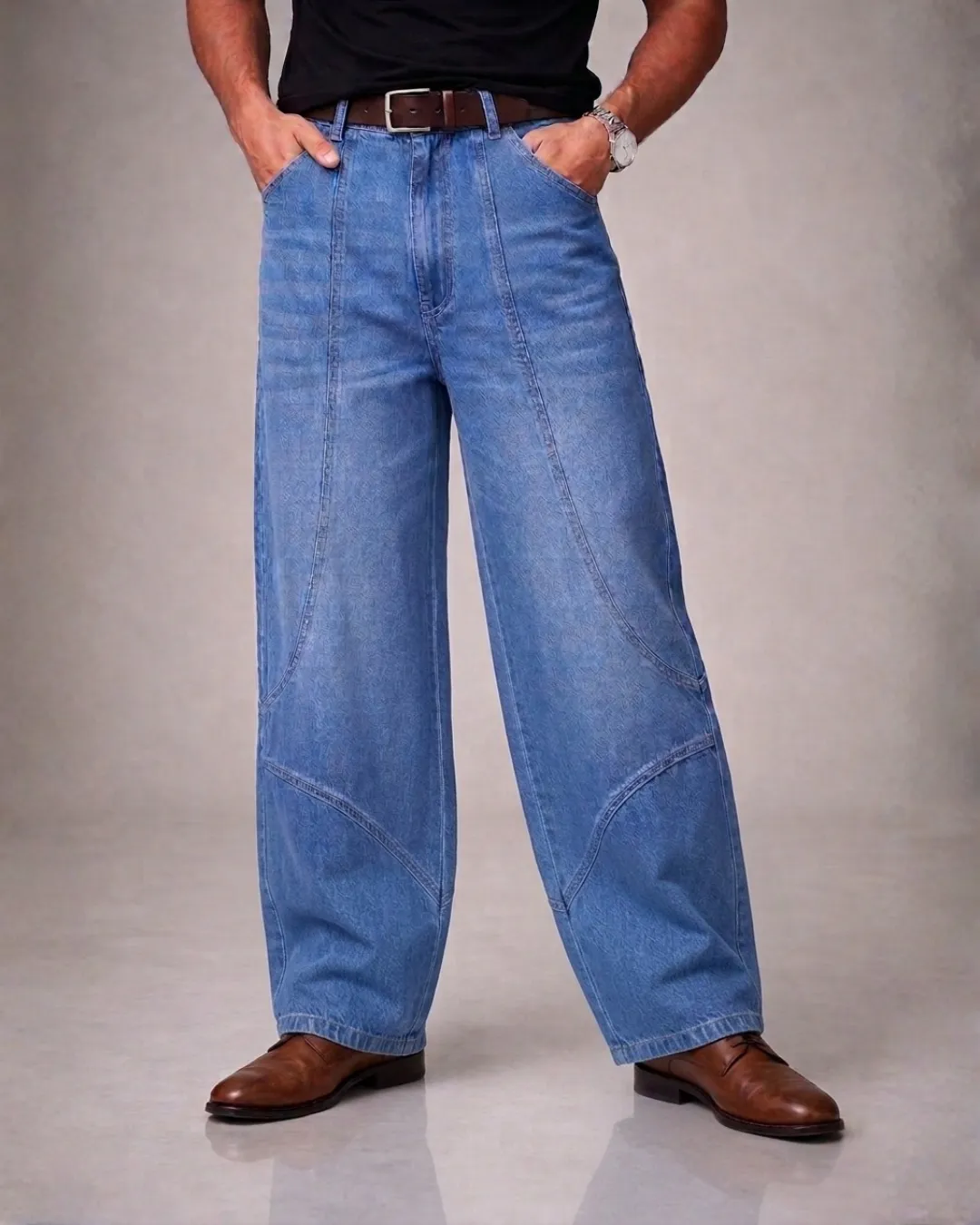 Mens Pannelled Baggy Pants