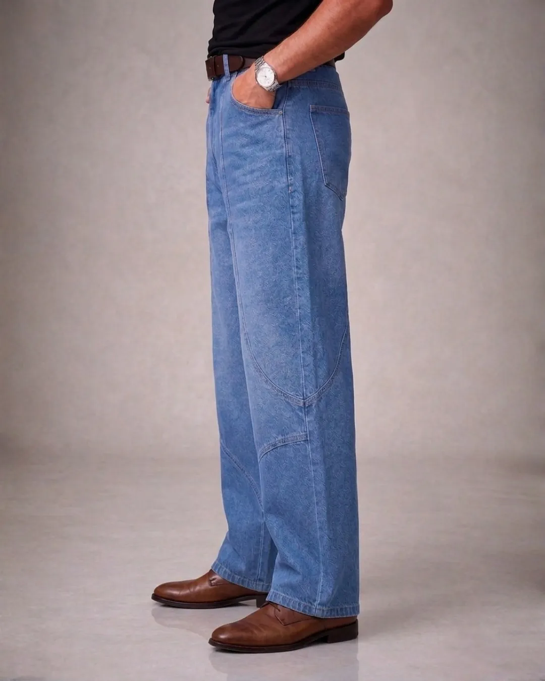 Mens Pannelled Baggy Pants — alternate view