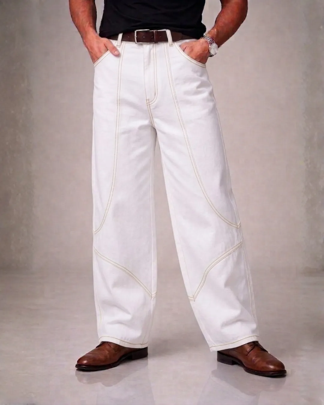 Mens Pannelled Baggy Pants